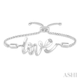 SILVER DIAMOND LOVE LARIAT BRACELET