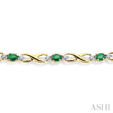 OVAL SHAPE GEMSTONE & DIAMOND BRACELET