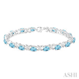OVAL SHAPE SILVER GEMSTONE & DIAMOND BRACELET