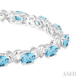 OVAL SHAPE SILVER GEMSTONE & DIAMOND BRACELET