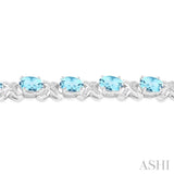 OVAL SHAPE SILVER GEMSTONE & DIAMOND BRACELET