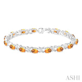 OVAL SHAPE SILVER GEMSTONE & DIAMOND BRACELET