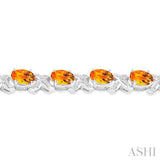 OVAL SHAPE SILVER GEMSTONE & DIAMOND BRACELET