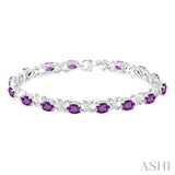 OVAL SHAPE SILVER GEMSTONE & DIAMOND BRACELET