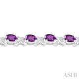 OVAL SHAPE SILVER GEMSTONE & DIAMOND BRACELET