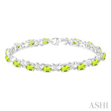 OVAL SHAPE SILVER GEMSTONE & DIAMOND BRACELET