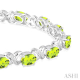 OVAL SHAPE SILVER GEMSTONE & DIAMOND BRACELET