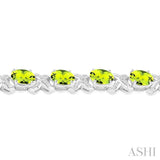 OVAL SHAPE SILVER GEMSTONE & DIAMOND BRACELET