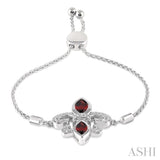 SILVER FLEUR DE LIS DIAMOND & GEMSTONE FLEUR DE LIS LARIAT BRACELET
