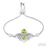 SILVER FLEUR DE LIS DIAMOND & GEMSTONE FLEUR DE LIS LARIAT BRACELET