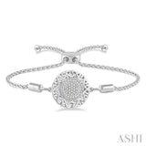 SILVER PUFF CIRCLE LARIAT DIAMOND BRACELET