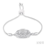 SILVER PUFF CIRCLE LARIAT DIAMOND BRACELET