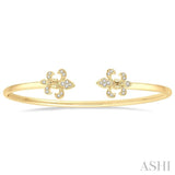 FLEUR DE LIS SHAPE DIAMOND OPEN CUFF BANGLE