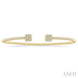 Cushion Shape Stackable Diamond Open Cuff Bangle