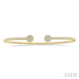 Round Shape Stackable Diamond Open Cuff Bangle