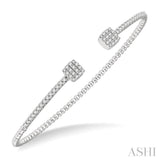 Cushion Shape Stackable Diamond Open Cuff Bangle