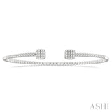 Cushion Shape Stackable Diamond Open Cuff Bangle
