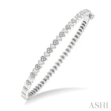 Silver Puffed Heart Shape Diamond Bangle