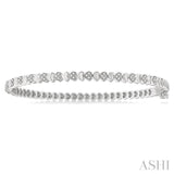 Silver Puffed Heart Shape Diamond Bangle