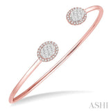 Stackable Oval Shape Halo Lovebright Essential Diamond Open Cuff Bangle