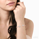Stackable Oval Shape Halo Lovebright Essential Diamond Open Cuff Bangle