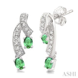OVAL SHAPE GEMSTONE & DIAMOND EARRINGS