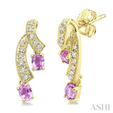OVAL SHAPE GEMSTONE & DIAMOND EARRINGS