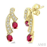 OVAL SHAPE GEMSTONE & DIAMOND EARRINGS