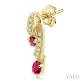 OVAL SHAPE GEMSTONE & DIAMOND EARRINGS