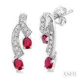 OVAL SHAPE GEMSTONE & DIAMOND EARRINGS