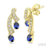 OVAL SHAPE GEMSTONE & DIAMOND EARRINGS
