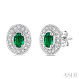 OVAL SHAPE GEMSTONE & DIAMOND EARRINGS