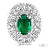 OVAL SHAPE GEMSTONE & DIAMOND EARRINGS