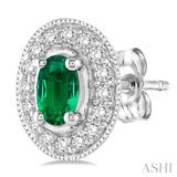 OVAL SHAPE GEMSTONE & DIAMOND EARRINGS