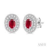 OVAL SHAPE GEMSTONE & DIAMOND EARRINGS