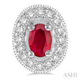 OVAL SHAPE GEMSTONE & DIAMOND EARRINGS