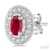 OVAL SHAPE GEMSTONE & DIAMOND EARRINGS