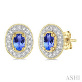 OVAL SHAPE GEMSTONE & DIAMOND EARRINGS