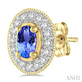 OVAL SHAPE GEMSTONE & DIAMOND EARRINGS