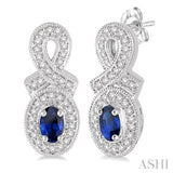 OVAL SHAPE GEMSTONE & DIAMOND EARRINGS