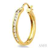 CHANNEL SET DIAMOND HOOP EARRINGS