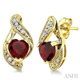 HEART SHAPE GEMSTONE & DIAMOND EARRINGS