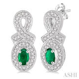 OVAL SHAPE GEMSTONE & DIAMOND EARRINGS