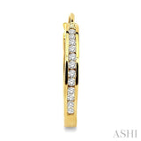 CHANNEL SET DIAMOND HOOP EARRINGS