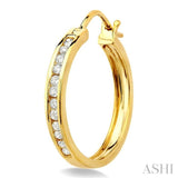 CHANNEL SET DIAMOND HOOP EARRINGS