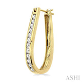 CHANNEL SET DIAMOND HOOP EARRINGS