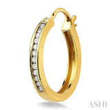 CHANNEL SET DIAMOND HOOP EARRINGS