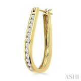 CHANNEL SET DIAMOND HOOP EARRINGS