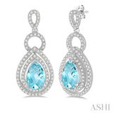 PEAR SHAPE GEMSTONE & DIAMOND EARRINGS