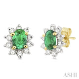 OVAL SHAPE GEMSTONE & DIAMOND EARRINGS